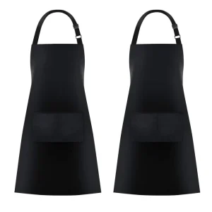 3 Pockets Custom Logo Adjustable Restaurant Kitchen Cooking Chef Apron Waterproof Polyester Barber Hospitality Aprons