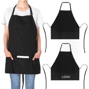 3 Pockets Unisex Chef Adjustable Bibs Aprons with Long Ties for Kitchen Cooking Work Gardening Baking Restaurant
