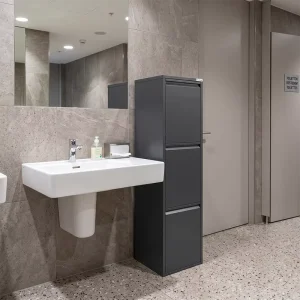 3 compartment Standing Storage Cabinet Waste Bin 54L Flip Lid Recycling Trash Can for Public Area