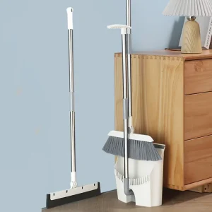 3 in 1 Broom Dustpan Scraper Telescopic Long Handle Folding Windproof Hand Broom and Dustpan Set Sweeping Brush Broom