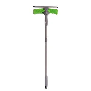 3 in 1 Eco Friendly Window Cleaner Microfiber Cloth Head TPR Squeegee Long Handle Customized Color for High Window Deep Cleaning