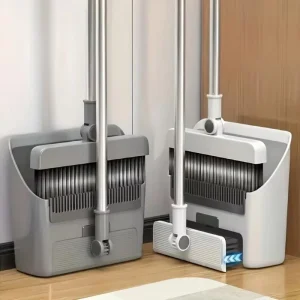 3 in 1 Folding Broom and Dustpan Set Multi surface Cleaning Set With Strong Bristles Compact Floor Brush for Carpet Hard