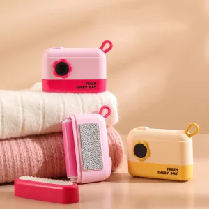 3 in 1 Lint Roller with Washable Roller Silicone Scraper & Static Fiber Pad Rectangle Handheld Pet Hair Remover for Home & Car