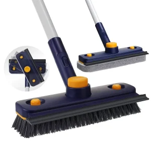 3 in 1 Long Handle Bathroom Cleaning Brush Detachable Magic Floor & Toilet Scrubber with Replaceable Brush Heads