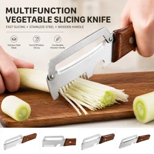 3-in-1 Stainless Steel Vegetable Julienne Peeler with Ergonomic Wooden Handle OEM