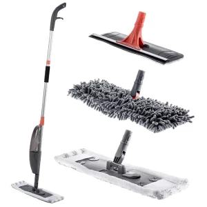 3 in 1 Upgraded Spray Mops for Floor & Window Cleaning with 3pcs Pads Broom Mop Window Squeegee