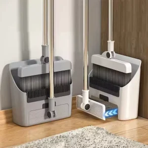 3 in 1 Upright Broom and Dustpan Set Foldable Long Handle Floor Scrub Brush for Home Kitchen Cleaning