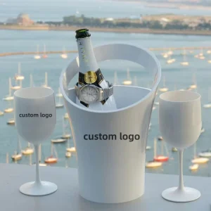 3.2L White Black Clear PP Wine Glass Glasses Flute Goblet Plastic Wine Ice Bucket Set for Champagne Red Wine with Handle