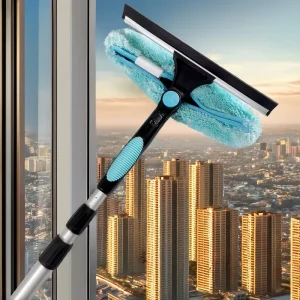 3.7m Two Side Window Cleaner Squeegee Kit with Aluminum Extension Pole for Glass Cleaning
