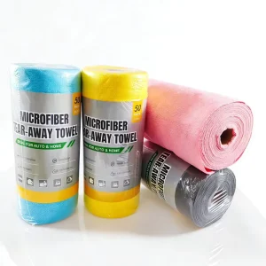30 x 30 cm 180 GSM Reusable Ultrasonic Heat-Cut Easy-Tear Roll-Format Microfiber Car Towels 50-Pack Roll