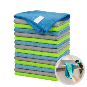 300GSM Warp-Knitted Microfiber Plain Eco-Friendly Cleaning Cloth 80% Polyester 20% Polyamide 40*40cm Square