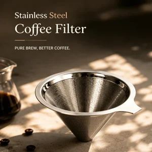 304 Stainless Steel Cone Pour-Over Coffee Dripper Reusable Filter Strainer