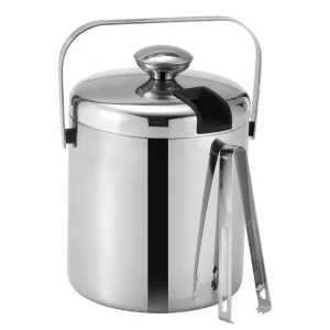 304 Stainless Steel Double-Deck Ice Bucket Ice Clip Contemporary Design Home Party Gift Durable Daily Use Bar Restaurant