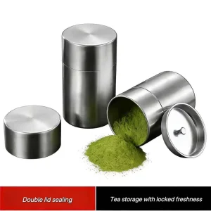 304 Stainless Steel Double-Lid Sealed Storage Canister for Tea and Matcha