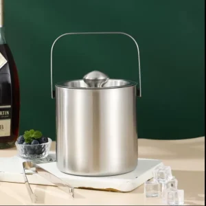 304 Stainless Steel Double-walled Ice Bucket Modern Minimalist Design 1.3L-3L Capacities Cold-keeping Portable