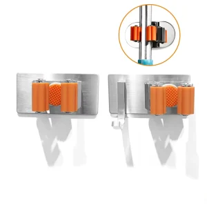 304 Stainless Steel Home Hardware Accessories Wall Mounted No-drill Mop Holder Anti-corrosion and Anti-rust Bathroom Mop Holder