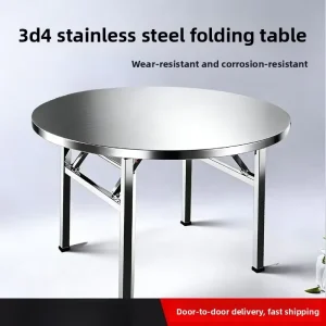 304 Stainless Steel Thickened Folding Table Stall Barbecue Kitchen Household Dining Night Market Stall Banquet Silver