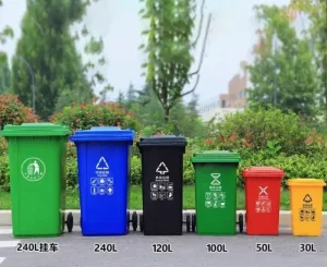 30L 50L 100L 120L Waste Bins Plastic Garbage Bin Outdoor with Wheels Commercial Waste Bins for School Hospital Hotel