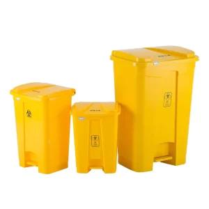 30L 50L 80L 100L Yellow High Quality Hospital Use HDPE Outdoor and Indoor Green Plastic Trash Bin Garbage Bin with Pedal