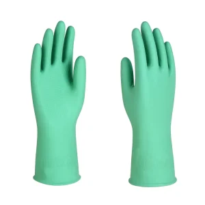 30cm Green Latex Waterproof Household Gloves with Non Slip Texture Multipurpose for Cleaning Dishwashing Housekeeping