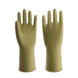 31cm 100g Household Latex Gloves Comfortable Thickened Rolled Cuff Waterproof Reusable Kitchen Dishwashing Rubber Gloves Home