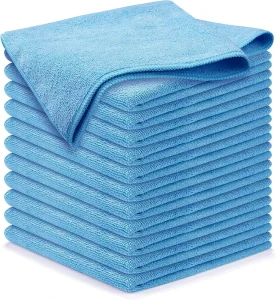 32*32cm Blue 300gsm Microfiber Cloth Warp Knitted Terry Cloth for Car Kitchen Dish Cleaning