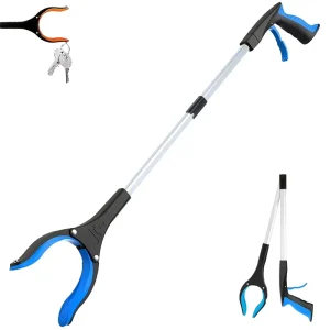 32-Inch Lightweight Aluminum Telescopic Cleaning Tool 360° Rotating Garbage Picker Gripper Elderly-Friendly Grabbing Tool