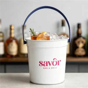 32 OZ. PLASTIC BUCKET & HANDLE W/FULL COLOR Printing Cocktail Rum Buckets for Parties with Handle