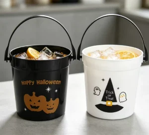 32 Oz Reusable Punch Bowls Cocktail Rum Buckets for Parties Clear Customizable Plastic Drink Bucket with Handle