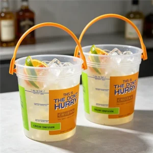 32oz Bucket Bar Drink Buckets Tiki Tropical Fruit Rum Cocktail Buckets for Parties Customized Plastic Drink Bucket