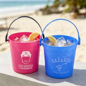 32oz Mixed Drink Bucket With Handle Clear Customizable Plastic Drink Bucket with Handle