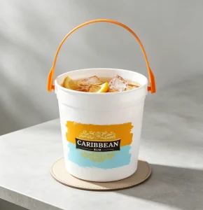 32oz Plastic Rum Buckets for Tequila Lemon Lime Soda Manufacturing Clear Customizable Plastic Drink Bucket