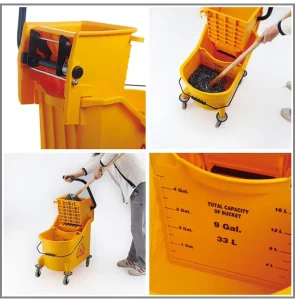 33 Liter Mop Wringer Cleaning Plastic Buckets with 4 Wheels