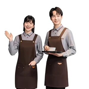 340g H Type Shoulder Strap Twill Apron Waterproof Oilproof 100% Polyester Restaurant Supermarket Coffee Shop Stock