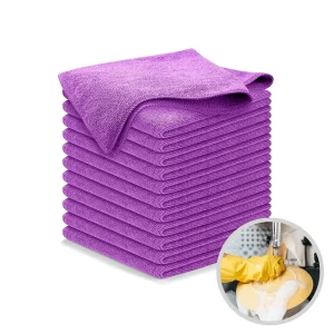 35*35cm Grey 350gsm Microfiber Cloth Warp Knitted Terry Cloth for Car Kitchen Dish Cleaning Made of Microfiber