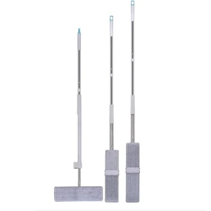 35cm No Hand Washing Flat Mop Household Wet Dry Microfiber Cloth With Steel Handle PP Mop Head Slide Type Squeeze Design