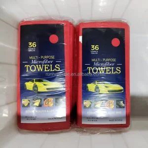 36-Pack 300GSM 40*40CM Microfiber Cleaning Cloths Absorption Reusable Car Cleaning Towels Car Wash Towels Custom Logo