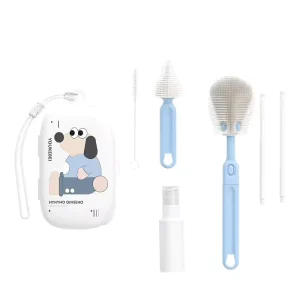 360 Degree Water Bottle Washer Brushes Rotating Cleaning Tool Silicone Baby Water Bottle Brush With Long Handle