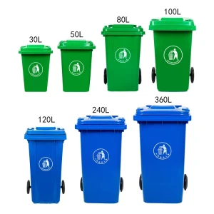 360 Liter Pedal-Operated Plastic Trash Bin with Wheels Commercial Garbage Container for Office Mall Public Areas
