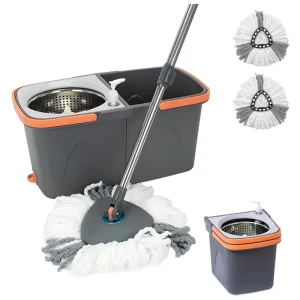 360 Microfiber Rotating Spin Mop and Bucket Set Separate Dirty Water Cleaning Spinning Easy Mop for Floor Cleaning