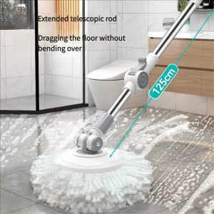 360 Rotating Dual-drive Mop Four-Side Wringing Swivel Heads Stainless Steel Self-Wringer High Capacity Mop Bucket Set 2 Mopheads