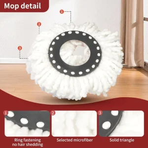 360 Spin White Color Round Custom Microfiber Replace Mop Head Refill for Household Cleaning