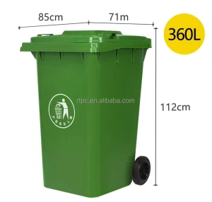 360L 95 Gallon Garbage Container Plastic Waste Bins Outdoor Trash Bins Industrial Mobile Garbage Bins