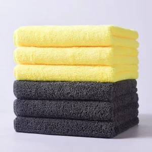 380gsm Grey and Yellow Microfiber Car Washing Towel Square Polishing Tool Wax Cloth Crystal Plated Cleaning Cloths