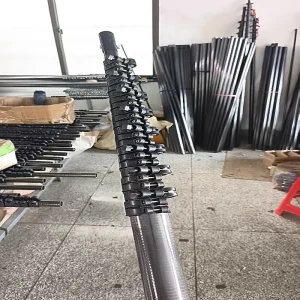 3K Carbon Fiber Cleaning Telescopic Pole with Water Flow Brush for Industrial Building Wash