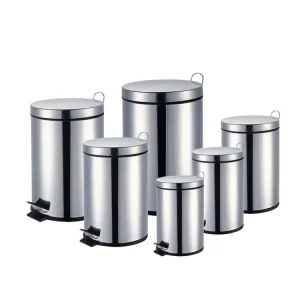 3L/5L/7L Stainless Steel Round Metal Trash Bin Lid Step Pedal Waste Garbage Can for Home Office Kitchen for Household Use