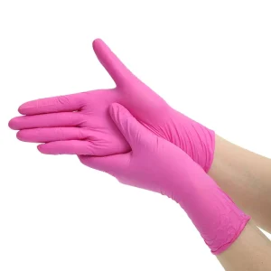 3Mil Rose Pink Nitrile Gloves Latex Free Medium Disposable Gloves with Logo for Manicure Beauty Salon Barbershop Tattoo