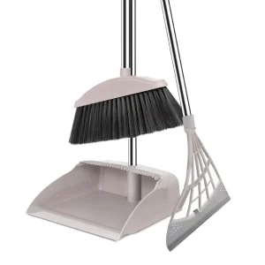 3PCS Broom and Dustpan Set with Magic Squeegee Hair Filtering Comb Long Handle Floor Cleaning Tools Bulk Supply