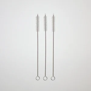 3PCS Stainless Steel Handle Handheld Nylon Straw Cleaning Brushes