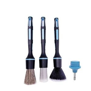3Pcs Drill Brush Attachment Set Boar Bristle Car Detailing Brushes for Auto Interior Air Vent Wheel Rim Cleaning Power Scrubber